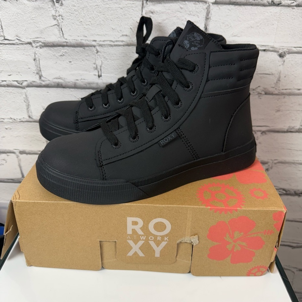 Womens Roxy Rae Work High Top Shoes Black Slip Resistant Steel Toe size 11.5 NEW